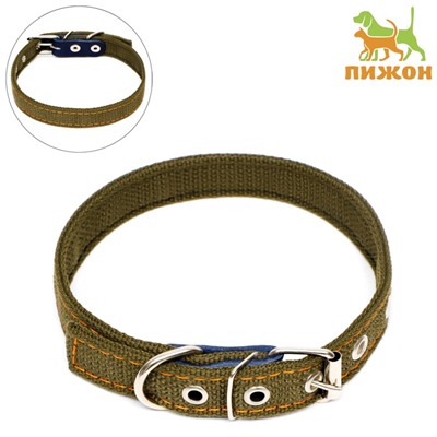 Ошейник брезентовый двухслойный, 50×2 см, ОШ 25-35 см, хаки