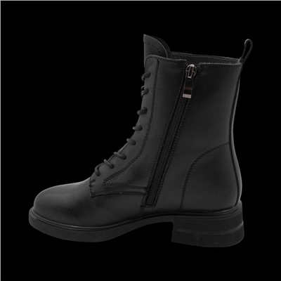 Ботинки из натуральной кожи на меху РА01-1 черные