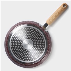 Сковорода блинная Доляна Grit, d=22 см, ручка soft-touch, антипригарное покрытие, индукция, коричневая