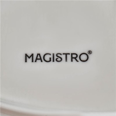 Блюдо фарфоровое с соусником Magistro «Лист Бланш», 33.5×20 см, белое