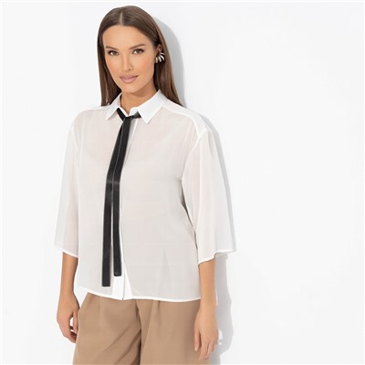 Блуза из полупрозрачной ткани, Работаю красиво (white)