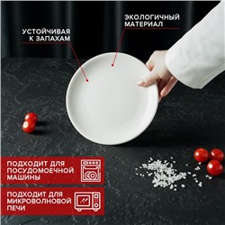 Десертная тарелка Доляна White Label, d=17.5 см, фарфор, белая