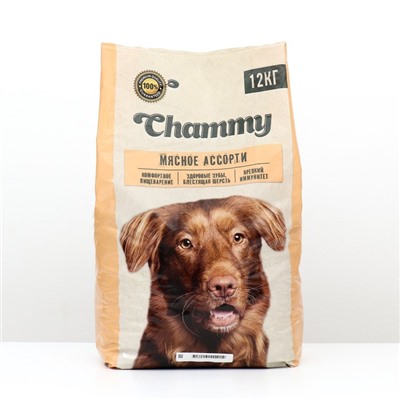 Сухой корм Chammy для собак крупных пород, мясное ассорти, 12 кг