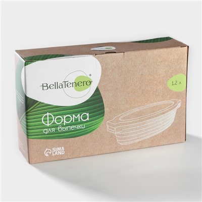 Форма для запекания BellaTenero, 1.2 л, 28.4×16.3×6.2 см, с бамбуковой крышкой, керамика, белая