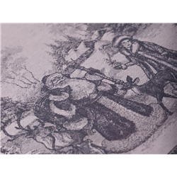 07с-21 ЯК Скатерть 150*220  "Дед Мороз и Снегурочка" цв. серый