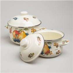 НАБОР КАСТРЮЛЬ AGNESS ЭМАЛИРОВАННЫХ СЕРИЯ "ФРУКТЫ", 4ПР. 1,5Л И 2,8Л, 16Х10СМ, 20Х12СМ