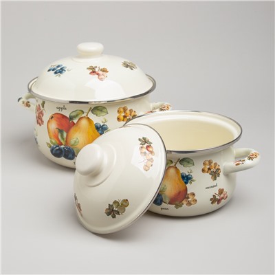 НАБОР КАСТРЮЛЬ AGNESS ЭМАЛИРОВАННЫХ СЕРИЯ "ФРУКТЫ", 4ПР. 1,5Л И 2,8Л, 16Х10СМ, 20Х12СМ