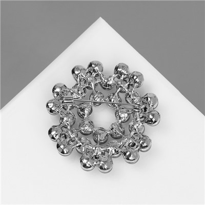 Брошь «Бусинки» мини, цвет серый в серебре