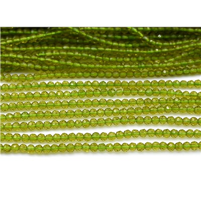 Бусины из шпинели шарик граненый 2мм цвет хризолит, 36см, 185 бусин