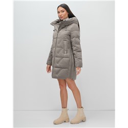 Куртка зимняя женская классическая с капюшоном серого цвета 7671Sr