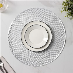 Салфетки сервировочные на стол Доляна «Вира», 4 шт., d=38 см, серебряные