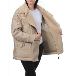 902 BEIGE Куртка зимняя облегченная женская (холлоффайбер 150 гр., искусственная дубленка)