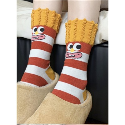 South Korean goods, cute cartoon cotton knee socks, mid-length