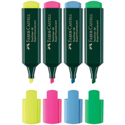 Набор текстовыделителей Faber-Castell "48" 04цв., 1-5мм, пластик. уп., европодвес