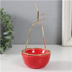 Подставка для мелочей «Груша», керамика, металл, красная с золотом, 8×8×17 см