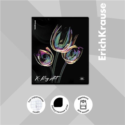 Тетрадь 96 листов в клетку ErichKrause X-Ray Art, обложка мелованный картон, голографическая ламинация, блок офсет, 100% белизна, МИКС