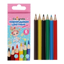 Карандаши цветные 6 цветов МИНИ, Calligrata «Принцесса»