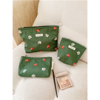 Capacious cosmetic bag, handheld liner to go out, small clutch bag, for import, with embroidery, high-end