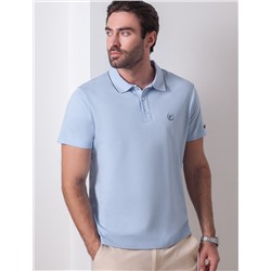 Футболка поло с плетеным воротником на пуговицах из эластичного хлопка