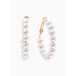 Серьги кольца с жемчугом QF «Нежность жемчуга», d=3.5 см, белые в золоте