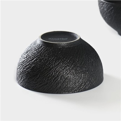 Салатники Magistro Lofty, 600 мл, d=14 см, набор 2 шт., фарфор, чёрные