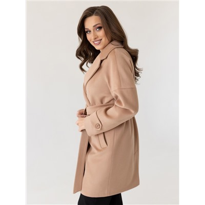 Пальто женское демисезонное 22970 (кэмел/ворсовая ткань)