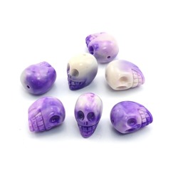 Разделитель-бусина П, Череп  9*11*13мм, цв.бело-сиреневый, отверстие 1,2мм.