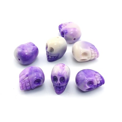 Разделитель-бусина П, Череп  9*11*13мм, цв.бело-сиреневый, отверстие 1,2мм.
