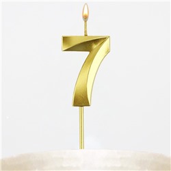 Свеча цифра для торта «7», золото, 2,3 х 8 см