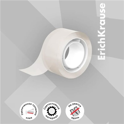 Клейкая лента канцелярская, 24 мм × 20 метра, ErichKrause Clear, прозрачная, в пакете, цена за 1 шт.