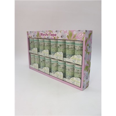 Набор декоративного скотча 10 шт. "Flower power", green, шоу-бокс 8 шт.