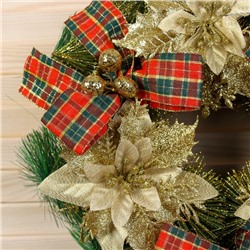 Венок новогодний d=30 см «Зимнее волшебство. Яркая сказка» с бантами и ягодами