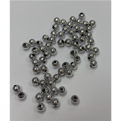 Бусины  пластик "Серебро" набор 30 штук 5 мм