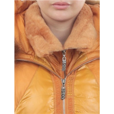 1207 YELLOW Куртка зимняя женская (пух, натуральный мех)