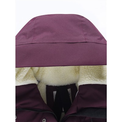 Парка зимняя женская с капюшоном бордового цвета 9538-1Bo