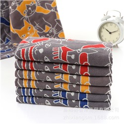 Zhiyang new style Aiwei bamboo cotton silhouette cat gauze square towel soft breathable absorbent kitchen towel factory price wholesale