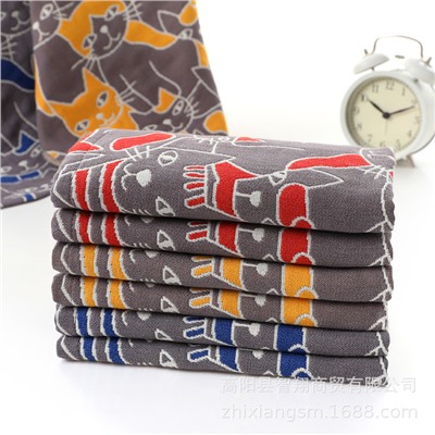 Zhiyang new style Aiwei bamboo cotton silhouette cat gauze square towel soft breathable absorbent kitchen towel factory price wholesale