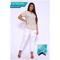 Женская футболка 32743 / леопард бежевый