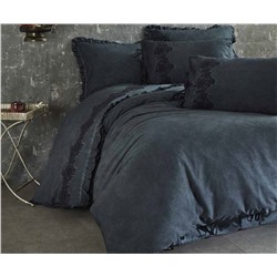 2 сп. Евро Комплект Постельного Белья Cotton Saten Alisa Lacivert XL - EcoCotton