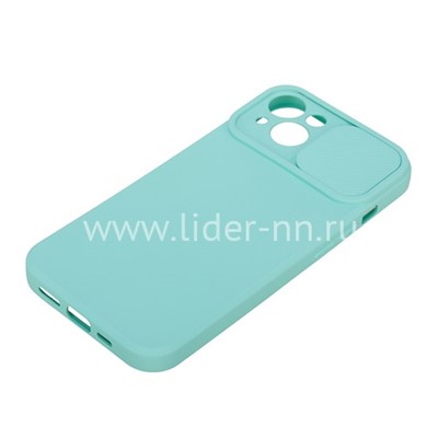Задняя панель для  iPhone 13 Pro 6.1"  Силикон матовый (защита камеры) бирюза
