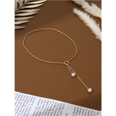 Кулон на цепочке «Эстетика», на кольце, белый в золоте, L=65 см