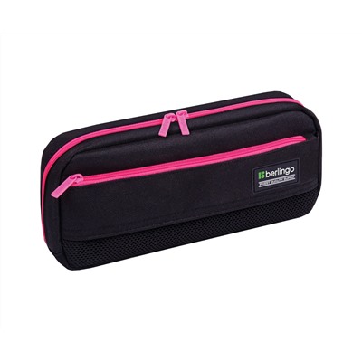 Пенал мягкий 1 отделение, 1 карман, 215*95*44 Berlingo "Black and pink", полиэстер, внутренний органайзер