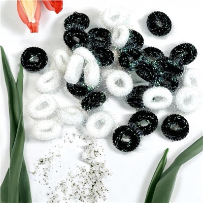 Резинки для волос с люрексом Бокс 35 шт ⌀ 2 см