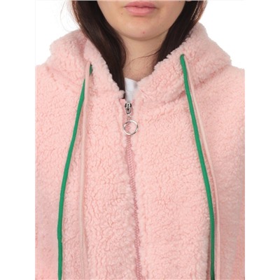 1002 PINK Куртка плюшевая демисезонная (65% хлопок, 35% полиэстер) оверсайз 48-52