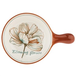 "Блуминг флауэрс (Blooming flowers)" Салатник фарфоровый 620мл, 22х15,4х5,6см, с ручкой, с деколью, отводка (Китай)