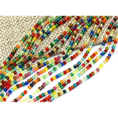 Бусины из шпинели шарик гр.2мм цв.ассорти, 36см, 204 бусин
