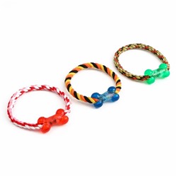 Игрушка тренировочная канатная «Круг с косточкой», до 100 г, микс цветов
