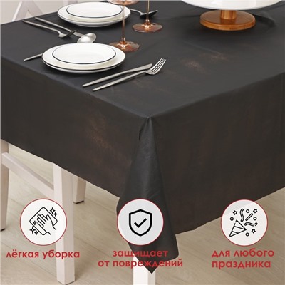 Скатерть на стол Доляна «Праздничный стол», 137×183 см, толщина 30 мкм, чёрная