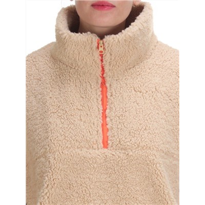 2568 BEIGE Кофта плюшевая женская Тедди на синтепоне  (50 гр. синтепон)