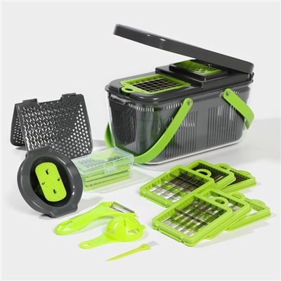 Овощерезка универсальная Chopper, 22 в 1, серая, зелёная